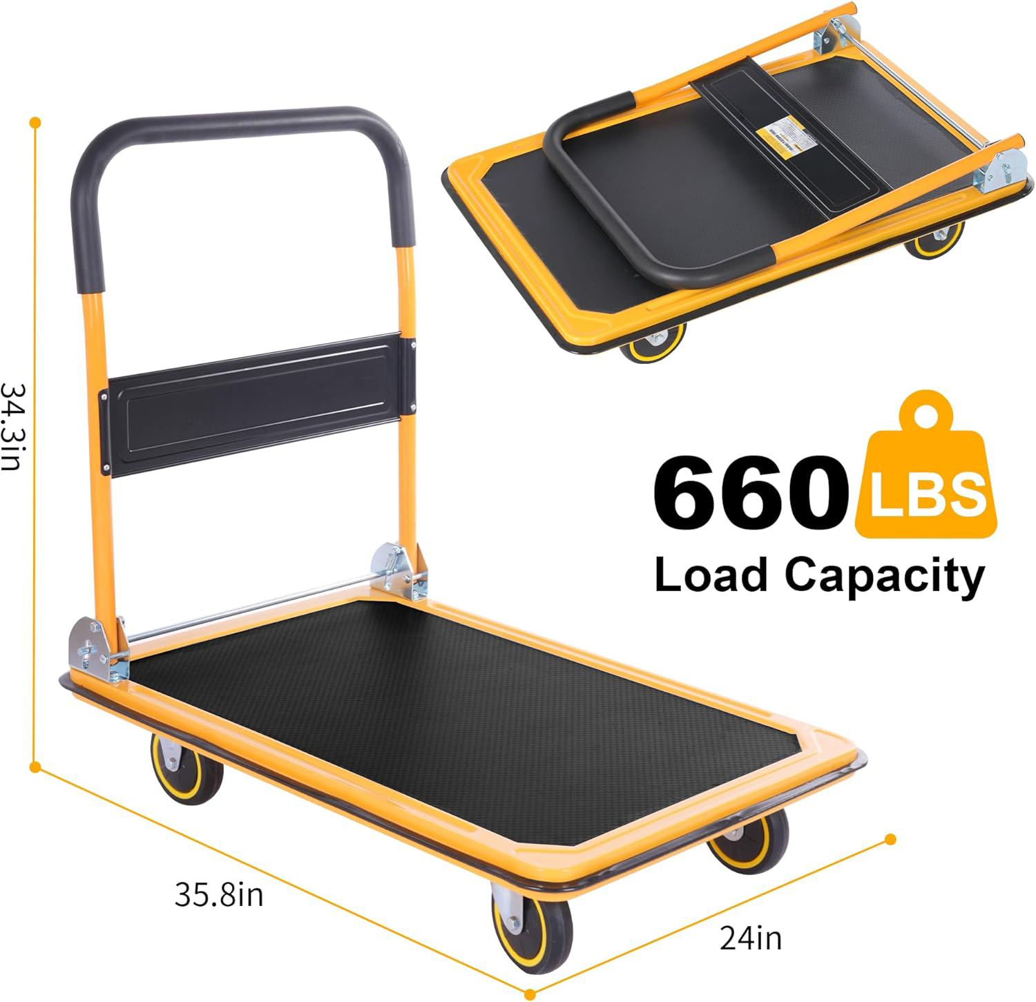 Iron Folding Mobile Platform Trolley Thickened Reinforced Dolly Cart Four-Wheel Foldable for Shopping Storage OEM