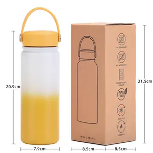 ZHUOYU RTS bottiglia d'acqua sottovuoto personalizzabile da 550ml che cambia colore per mantenere la bottiglia d'acqua calda e fredda con coperchio della maniglia per la palestra all'aperto