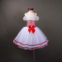 Robe de ballet américaine à manches bouffantes, tutu, jupe de ballerine, robe de princesse pour la scène, tenue de danse pour filles
