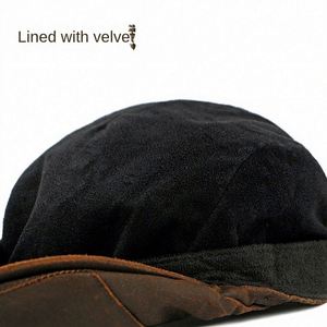 หมวกเบเร่ต์ทรงแบนสไตล์อังกฤษสำหรับผู้ชาย คอลเลคชั่นฤดูใบไม้ร่วง-ฤดูหนาว ผ้าฝ้ายฟอก พร้อมสายยางยืด - Product Image 3