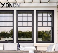 Ventanas de Aluminio YDN de Doble Hoja con Rejillas Decorativas, Estilo Colonial, Correderas Verticales para Villa Tradicional