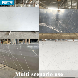 Dalle de pierre artificielle en quartz noir blanc moderne de taille personnalisée en gros pour comptoir de cuisine Carreaux de sol Panneau mural - Product Image 5