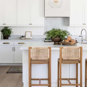 Silla Alta de <span class=keywords><strong>Cocina</strong></span> de Madera para Comedor, Bar y Restaurante, Taburete de Ratán con Respaldo Alto, Estilo Moderno y Sencillo, Popular de Fábrica y de Gran Venta - Product Image 1