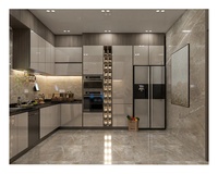 Armoire de cuisine modulaire moderne à peinture laquée à haute brillance de conception libre