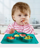 Assiette en silicone en forme de pomme pour enfants, avec base antidérapante, plateau repas tout-en-un pour bébé, style minimaliste
