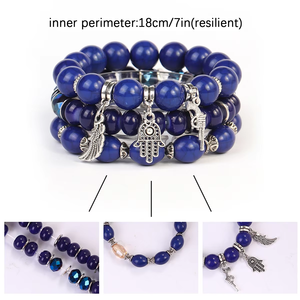 Commercio all'ingrosso a buon mercato stile Boho gioielli elastici grappoli di perline ciondolo pila di bracciale elasticizzato set per le donne degli uomini - Product Image 6