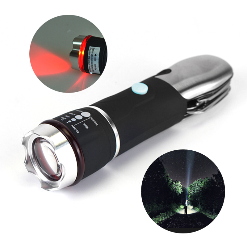 FL019 Portable LED Torch Light with emergency hammer and tactical knife