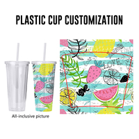 Tasse en plastique personnalisée tasse à café en plastique transparent à double paroi de 16 oz avec couvercle et paille gobelet à neige de 24oz transparent pré percé