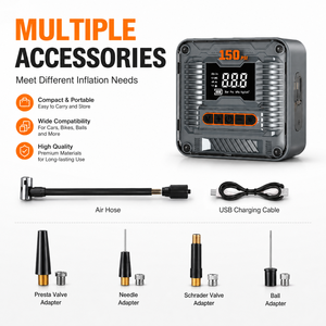 Portable Tire Inflator 150PSI Digital <b>Car</b> Air Compressor Pump With LED Light For Vehicle Emergency Tire <b>Inflation</b> - Product Image 5