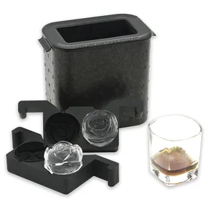 Premium BPA free Easy release 2 cavity crystal clear ice ball mold Rose Silicone ice cube makers