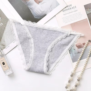 Tira de Lencería Femenina de Algodón Simple, Ropa Interior Linda de Encaje para Mujeres, <span class=keywords><strong>Bragas</strong></span> para Chicas - Product Image 3