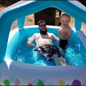Inflatable Swimming Pool 180cm Outdoor Childrens Wading Pool With Sunshade For Home Lawn Play - Product Image 3