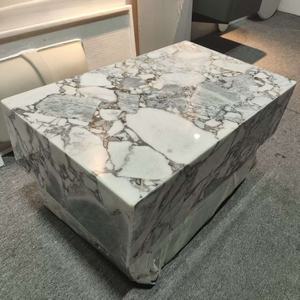 ชุดโต๊ะกาแฟหินอ่อนขนาดใหญ่ ตกแต่งบ้าน ห้องนั่งเล่น ดีไซน์พิเศษ ลายหินอ่อนโอเชียนสตอร์ม พร้อมฐานหินอ่อน - Product Image 2