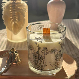 Vela Aromática <span class=keywords><strong>de</strong></span> Vidrio Pintada <span class=keywords><strong>a</strong></span> Mano con <span class=keywords><strong>Flores</strong></span>, Decoración para el Hogar, Caja <span class=keywords><strong>de</strong></span> Regalo con Fragancia, Se Aceptan Personalizaciones - Product Image 2