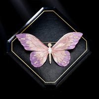 Broche Papillon en Laiton Micro-Incrusté de Zircon, Bijou de Poitrine Élégant et Tendance pour Femme