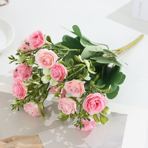 Bouquet <span class=keywords><strong>de</strong></span> roses artificielles en soie, 15 têtes, semi-fait main, style bohème, pour décoration d'ambiance <span class=keywords><strong>de</strong></span> <span class=keywords><strong>mariage</strong></span>, restaurant, usine - Product Image 4