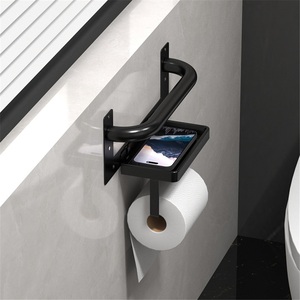 Toilet <b>Paper</b> Roll Holder with Armrests Wall-Mounted <b>Tissue</b> Holder in Bathroom Mobile Phone Rack Zinc Alloy Modern Design - Product Image 4