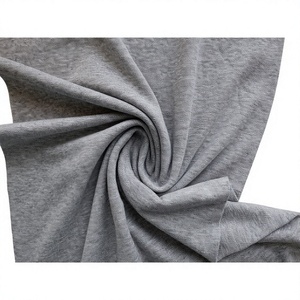 Tela de punto elástica de algodón y spandex gris jaspeado, peso medio, lisa, para ropa deportiva, precio al por mayor - Product Image 1