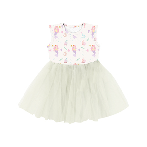 SQG-089 Vestido de Moda para Niñas, Top de Seda de Leche, Falda de Tul Súper Suave, Vestidos de Verano para Niñas, Fiesta de Cumpleaños, OEM - Product Image 5