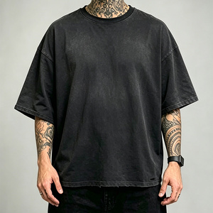 T-shirts pour hommes personnalisés, effet délavé, haute qualité, en coton peigné doux, coupe ample, impression numérique - Product Image 1