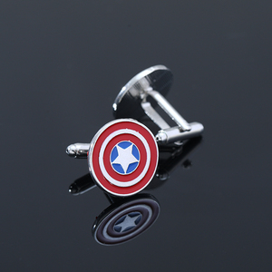 Boutons de manchette Captain America en alliage métallique, <span class=keywords><strong>accessoires</strong></span> en alliage pour hommes, cadeaux, série de films de <span class=keywords><strong>super</strong></span>-<span class=keywords><strong>héros</strong></span> - Product Image 4