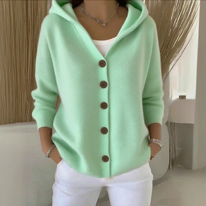<span class=keywords><strong>Cardigan</strong></span> <span class=keywords><strong>con</strong></span> <span class=keywords><strong>Cappuccio</strong></span> in Maglia a Tinta Unita <span class=keywords><strong>con</strong></span> Bottoni, Nuovo Arrivo Autunno/Inverno per <span class=keywords><strong>Donna</strong></span>, Moda Casual - Product Image 4