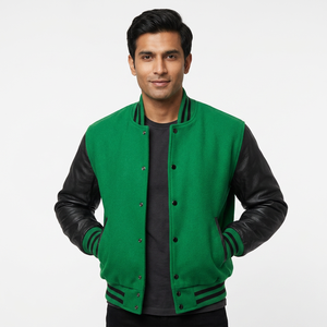 Chaqueta Varsity de Cuero para Hombre, Diseño de Moda 2025, con Mangas de Cuero, Estilo Letterman, Personalizable al por Mayor - Product Image 1