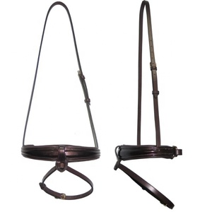 Bande de nez combinée de cheval en cuir de rêne équestre de haute qualité avec couture fantaisie corde de plomb d'équitation haute vente - Product Image 1