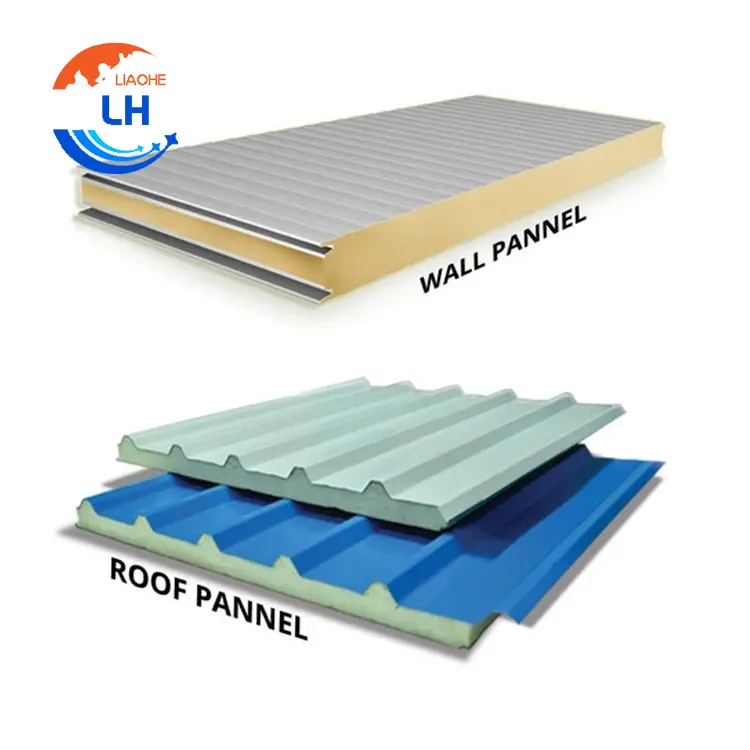 40mm metal 50mm EPS isolation polyurethane fireproof foam steel wall sandwich panel for roofing