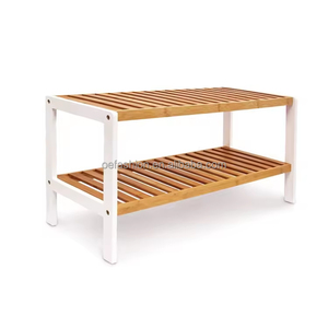 <span class=keywords><strong>Scarpiera</strong></span> in bambù <span class=keywords><strong>a</strong></span> 2 livelli con cornice bianca in legno - Product Image 5