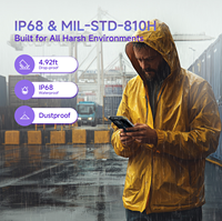 Pemindai profesional genggam Android 14, pemindai 1D/2D genggam 6.56 ", PDA 8G + 128G IP68 industri kasar dengan layar sentuh kapasitif
