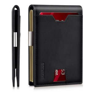 Elegante portafoglio sottile per uomo in vera pelle con Clip porta soldi <span class=keywords><strong>nero</strong></span> - Product Image 1