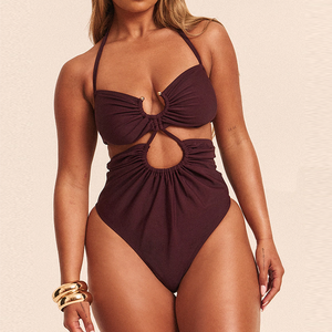 OEM profesional personalizado caliente Sesy una pieza al por mayor hueco Correa traje de baño Sexy de corte alto Fitness traje de baño Bikini mujeres - Product Image 1