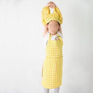 Оптовая продажа, детские розовые фартуки для рисования в клетку с шапкой шеф-повара для приготовления пищи, Детский фартук для выпечки, набор <span class=keywords><strong>3</strong></span> - Product Image 4