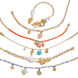 Bracelet en acier inoxydable plaqué or 18 carats avec pendentif étoile de mer et coquillage pour femme, cadeau de bijoux - Product Image 1