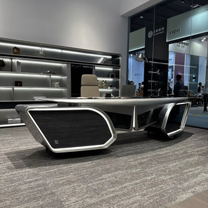 Bàn làm việc đa năng hình chữ nhật kiểu dáng máy bay khoa học viễn tưởng, đèn LED, dành cho giám đốc điều hành, CEO, quản lý, chủ tịch - Product Image 1