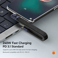 Kabel USB4.0 90 Derajat Thunderbolt3 Elbow USB C 40Gbps Kabel Tipe C Sudut Thunderbolt 4 untuk SSD Laptop Macbook Konektor Elbow