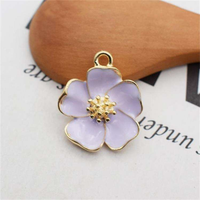 Accessoires de bijouterie DIY, pendentifs en alliage à huile goutteuse, petits pendentifs, bracelets, fleurs d'hibiscus, breloques, fournitures