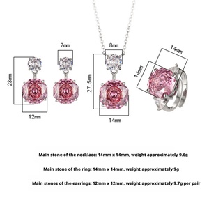 Fashion Eco-friendly Copper Wedding Jewelry <b>Sets</b> for Women 14-12mm Dried Rose Zircon Rose Cut Minimalist Elegant Bridal <b>Set</b> - Product Image 2