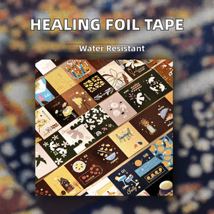 1 Rouleau de Ruban Adhésif Double Face Imperméable Activé par l'Eau, Série Quatre Étoiles de Papeterie de Qualité Ingénieur, Rubans Thérapeutiques Peints à la Main - Product Image 2