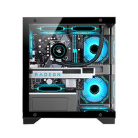 Caja de PC Micro ATX para Juegos, Panel de Vidrio de Doble Cara con Vista Completa, Cajas de Computadora para Juegos de Torre Media, Chasis de Escritorio para Computadora de Juegos