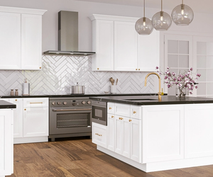 Ensemble d'armoires de cuisine modulaires blanches personnalisées, bois laqué moderne, MDF, contreplaqué, pour appartement, villa, centre commercial et hôpital, design 3D - Product Image 3