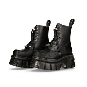 Nouvelles Bottes Courtes Rétro Punk pour Hommes et Femmes, à Plateforme, Bout Rond, Lacets, Style <span class=keywords><strong>Rock</strong></span>, avec Détails Métalliques - Product Image 1