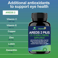 CHLF AREDS 2 Plus Vitamines pour les yeux en gélules souples Lutéine Zéaxanthine Myrtille pour la clarté de la vision des adultes âgés et la vision nocturne
