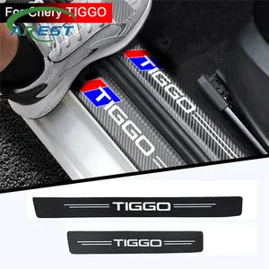 4pcs רכב מדבקת דלת פחמן עור סיבי אדן צלחת עבור CHERY TIGGO 3 4 5 7 פרו 8 מדבקות אביזרי מגן מדבקות