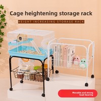 Support mobile en métal pour cage à oiseaux, étagère de rangement universelle pour cage à hamster, plateau carré, cadre de cage à perroquet, unité d'étagérage à roulettes