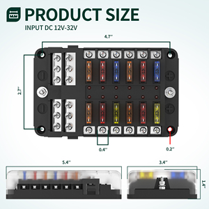 Daiertek 12 מיקום מכונית <span class=keywords><strong>Fuse</strong></span> 12 בלוק האצת מעגל הוביל אינדיקציה אור אור 12v מסוף <span class=keywords><strong>Fuse</strong></span> 12v עבור רכב אוטומטי - Product Image 2
