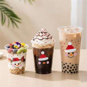 Custom LOGO Printed 16oz 32oz 12oz Clear Disposable <b>Cup</b> Coffee PET <b>Plastic</b> <b>Drink</b> <b>Cups</b> with Lids and Straws for Personalization - Product Image 2