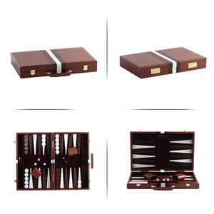 <span class=keywords><strong>Jeu</strong></span> de société de Backgammon pliable en cuir PU <span class=keywords><strong>Crazy</strong></span> Horse de luxe de 21 pouces fabriqué à la main avec logo personnalisé - Product Image 4