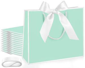 Sac en papier cadeau avec logo imprimé personnalisé Emballage élégant en ruban avec nœud pour les mariages Fête des mères Anniversaires et fêtes de demoiselle d'honneur - Product Image 6
